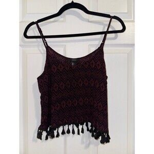 Forever 21 Red & Black Tribal Boho Cropped Tank Size S